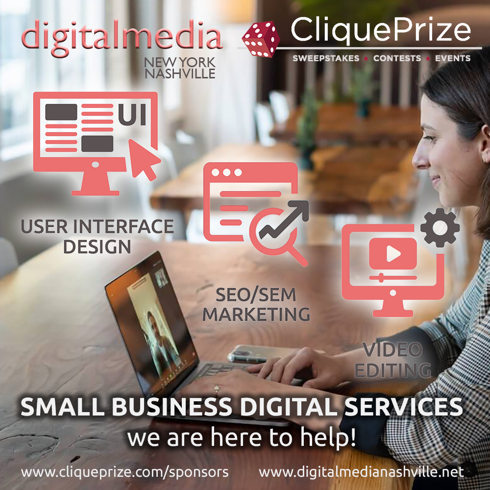 Digital Media Nashville & Digital Media New York - Digital Marketing, Design, Video Editing, Web Development Ageny for CliquePrize Small Business Clients